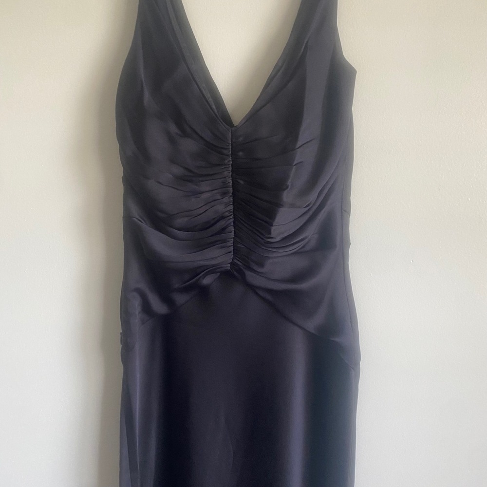 Elie Tahari 100% Silk Navy Blue Maxi Dress Sleeveless Bridesmaid Formal Size 8 - Picture 9 of 11